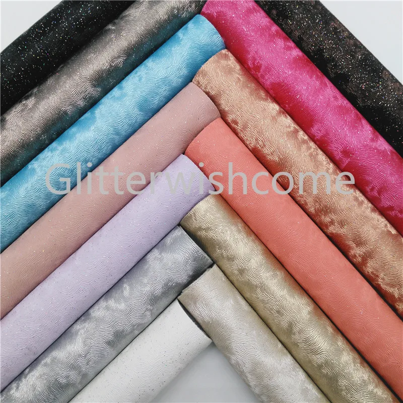 

Glitterwishcome 21X29CM A4 Size Vinyl For Bows Glitter Faux Leather Fabric, Synthetic Leather Sheets PU leather for Bows, GM420A