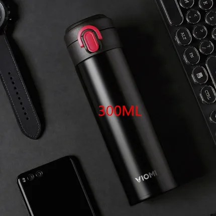 300ml black Новинка,, Xiaomi mi Mijia VIOMI, нержавеющая сталь, вакуумная, 24 часа, колба для воды, умная бутылка, термос с одной рукой - Цвет: 300ml black