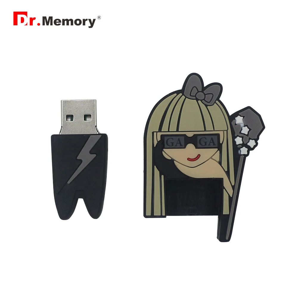 Силиконовая ручка Dr. Memory Drive 32 ГБ 16 ГБ 8 ГБ 4 ГБ флеш-диск USB 2,0 128 Гб 64 Гб мультяшная карта памяти Lady Gaga Pendrive Animated