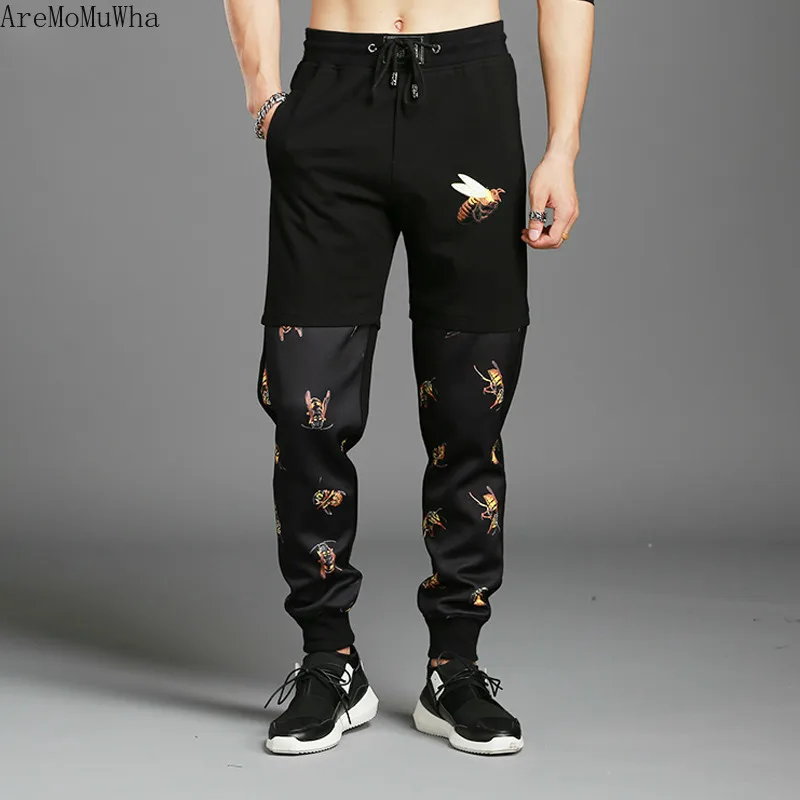 

AreMoMuWha 2019Summer Thin Section Casual Pants Trousers Men's Tide Sports Pants Slim Embroidery Personality Harlan Pants QX1017