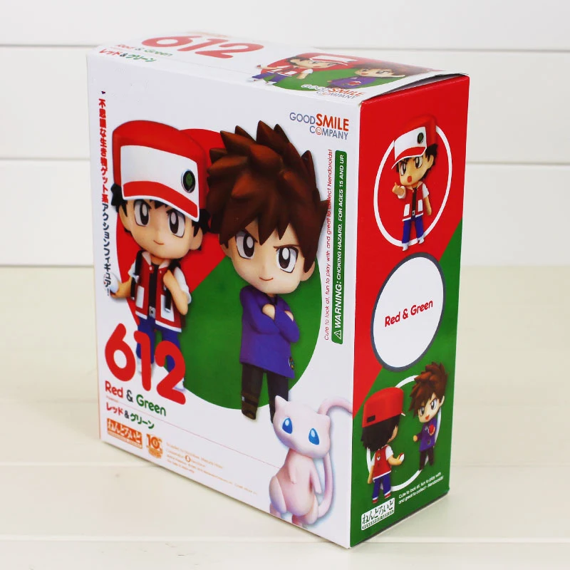 

10cm Nendoroid 612 Figure Toy Ash Ketchum Gary Oak Mew Red & Green Q Version Mini Model Doll for Collection