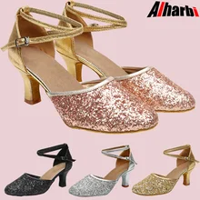 Alharbi Туфли для латинских танцев для Для женщин девочек Танго бальных танцевальные, на высоком каблуке мягкие туфли для танцев 5/7 см Обувь для танцев