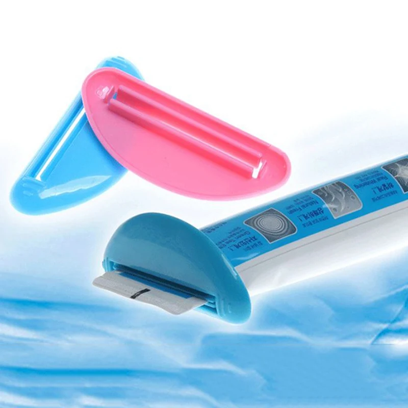 NEW!!!2Pcs Blue Pink Bathroom Toothpaste Dispenser Facial Cleanser Tube