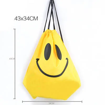 Модная сумка со смайликом на шнурке; детские сумки для покупок; Mochila; сумки для девочек и мальчиков; Детский рюкзак с героями мультфильмов; водонепроницаемый - Цвет: yellow smile