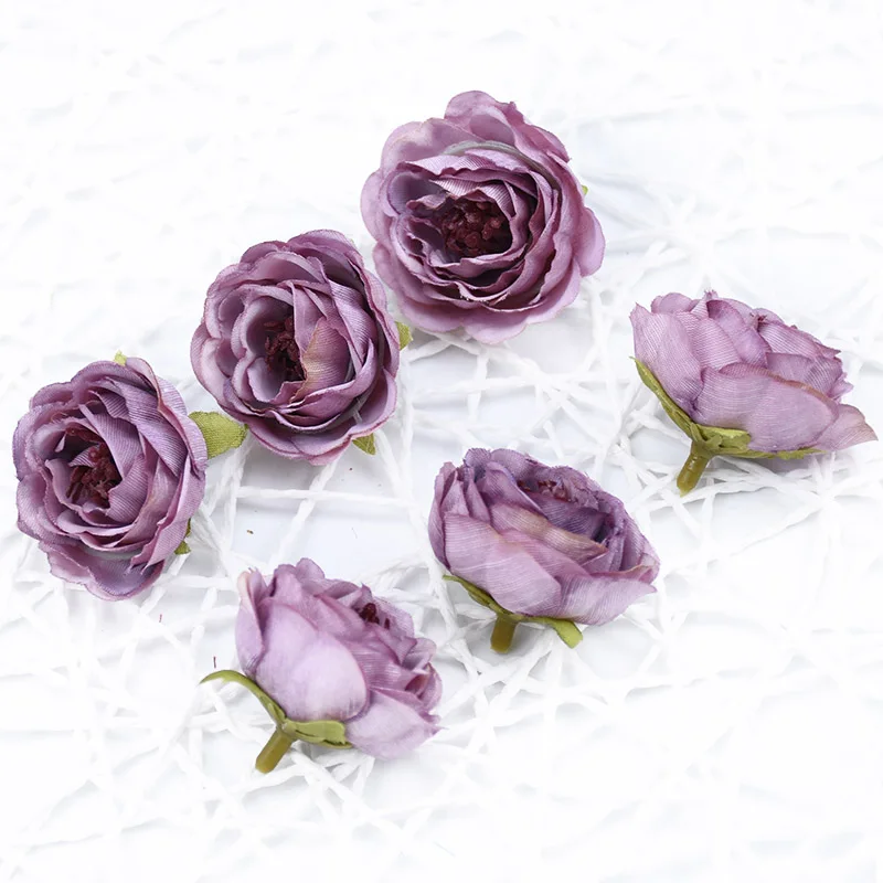 4 см шелковые пионы цветок с головками настенный искусственный растения Рождество Свадьба домашний декор diy Подарочная коробка для конфет искусственные цветы для украшения - Цвет: purple