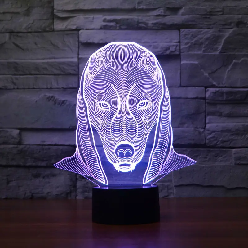 

8pcs/lot 7 Color changing 3D Flashing Egyptian Pharaoh Acrylic LED Night Light with USB power multicolor table Lamp of 3D LEDS