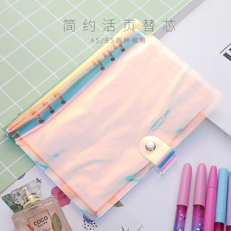 

2018 NEW A5 A6 PVC Creative laser binder loose notebook diary loose leaf note book planner office supplies