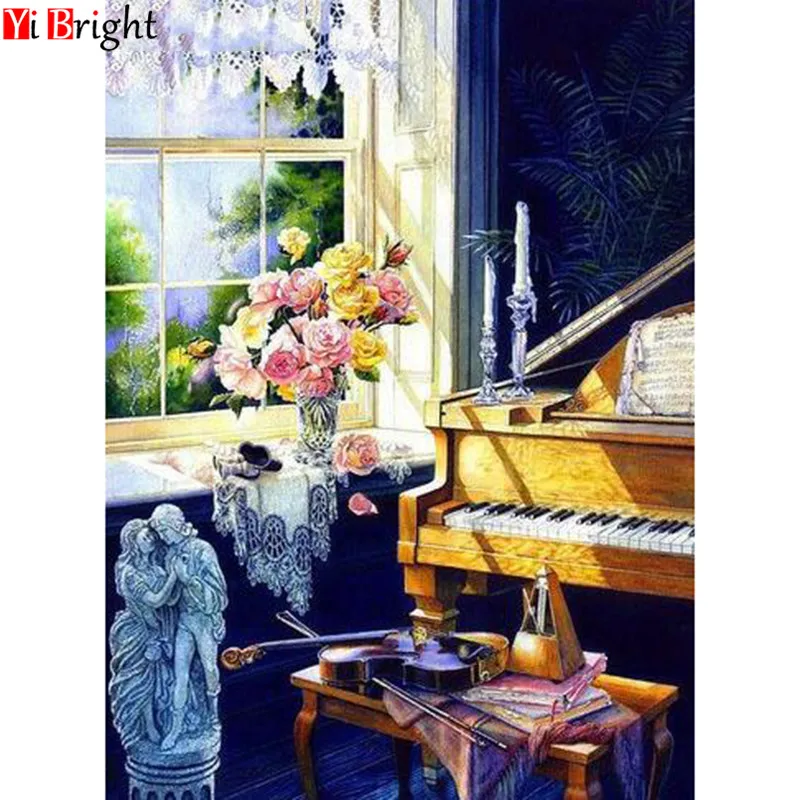 

Diamond Embroidery Mosaic Picture Cross Stitch 5D Diy Diamond Painting Flowers and Pianos Full Square Rhinestone Home XY1