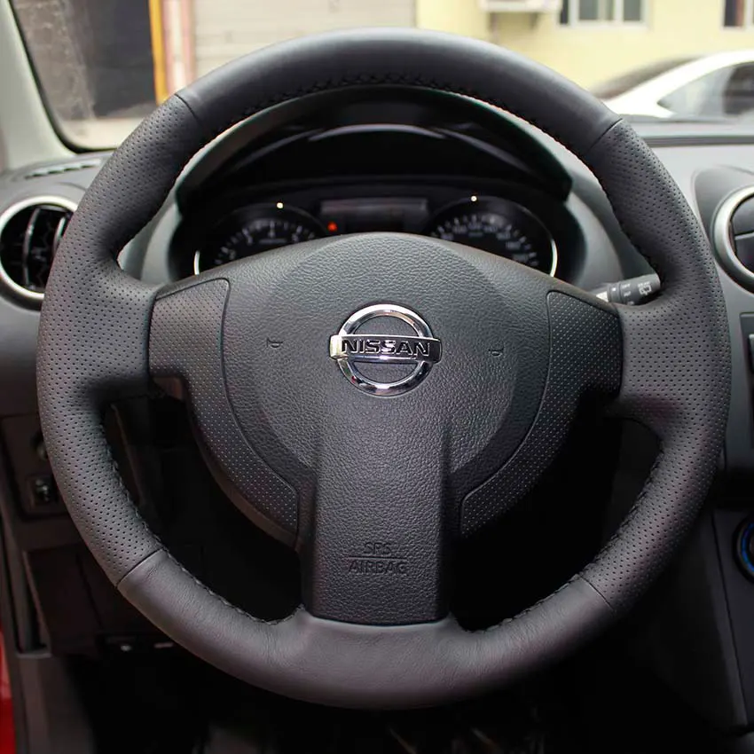 Wheel Cover Black PONSNY Автомобильная Шестерня/ручной тормоз/рулевое колесо из натуральной кожи чехол для Nissan Qashqai 2010- X-TRAIL Rouge ручная прошивка - Название цвета: Wheel Cover Black