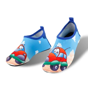 Водонепроницаемая обувь для купания для малышей Детские быстросохнущие нескользящие носки с милым мультипликационным принтом «unicoin» для пляжа и бассейна - Цвет: car
