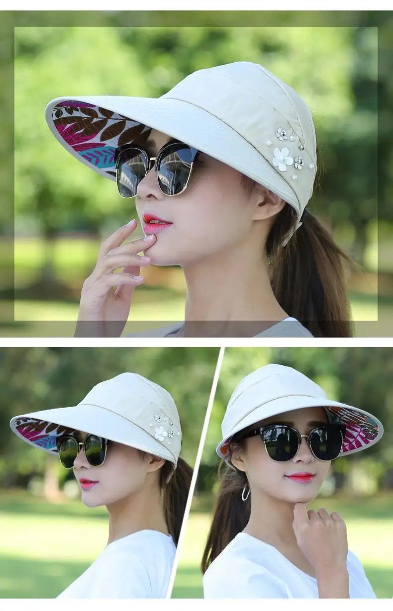 Хит, летняя Солнцезащитная шляпа с жемчугом, регулируемая Большая головная широкополая пляжная шляпа с защитой от ультрафиолета, упакованная Солнцезащитная шляпа с 1 шт Ltnshry