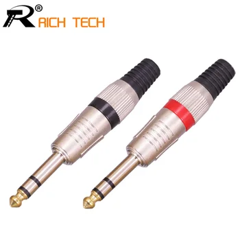 

1PC 6.35mm Jack Wire connector 6.5mm stereo Sophomore Core Amplifier Microphone Plug Nickel Plated 7 colors options