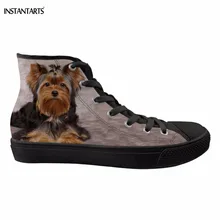 INSTANTARTS/Милая прогулочная обувь с принтом собаки йоркширского терьера для женщин; парусиновая обувь с высоким берцем; дышащие Спортивные кроссовки на плоской подошве