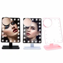 10X Magnifier LED Touch Screen Makeup Mirror Portable 20 LEDs Lighted Cosmetic Adjustable Vanity Tabletop Countertop