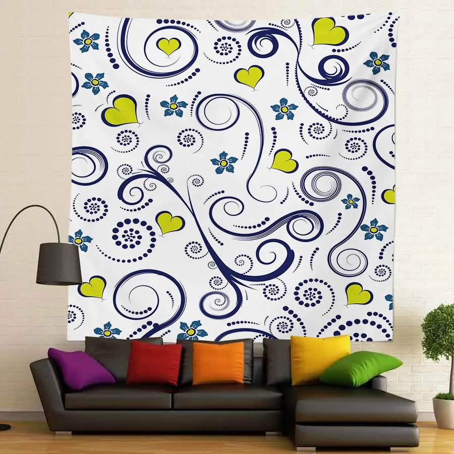 130x150 см Современный геометрический Форма Ретро Flowersl узор Многофункциональный спандекса декор двери Шторы покрывало большой гобелен