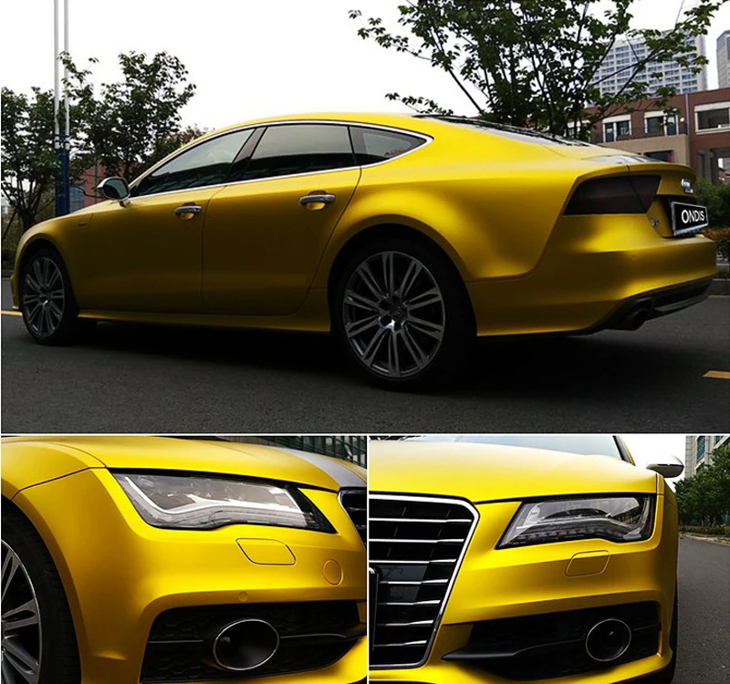 Gold Satin Metallic Vinyl Film Wrap-7