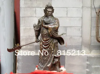 

bi00338 China 100% pure Bronze carve Dragon Guan gong warrior guan yu statue