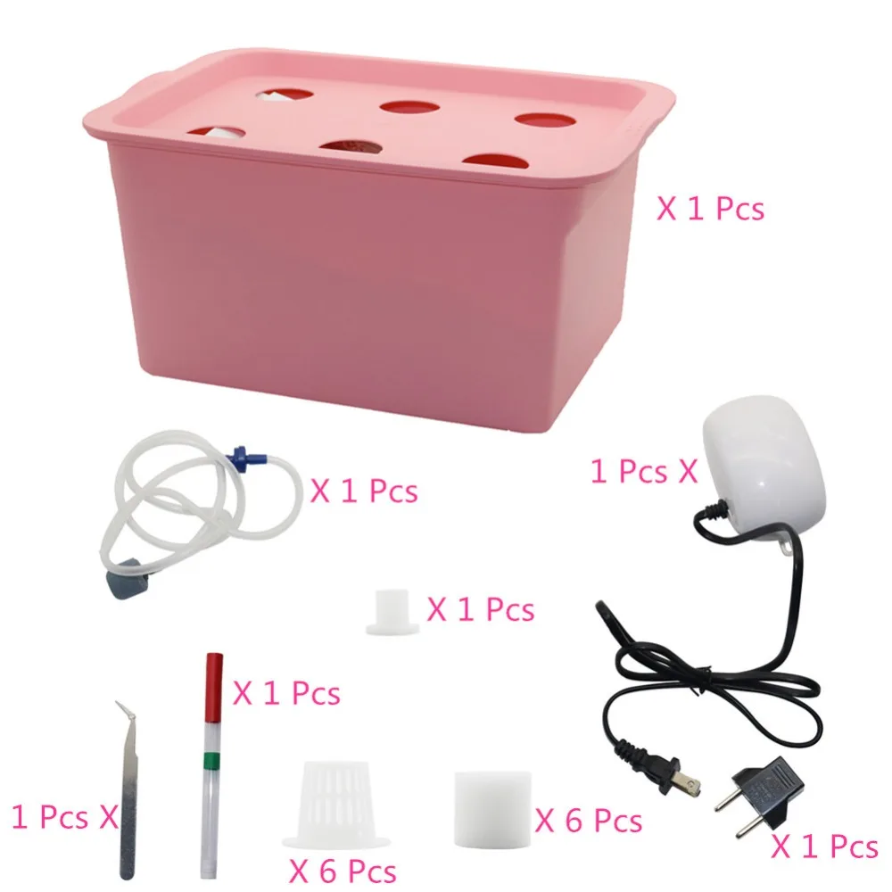 Hydroponics 6 Holes Nursery Pots Hydroponic System Kit Garden Pots Indoor Garden Cabinet Box Grow Kit Planters 220V/110V Hydroponics 6 Holes Nursery Pots Hydroponic System Kit Garden Pots Indoor Garden Cabinet Box Grow Kit Planters 220V/110V