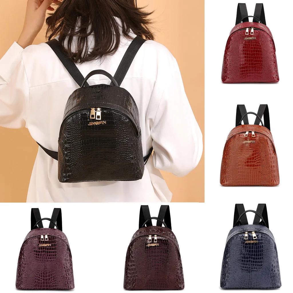

Simple Ladies Backpack Fashion Women Travel Student Alligator Pattern School Bag Backpack Shoulderbag bolsos mujer