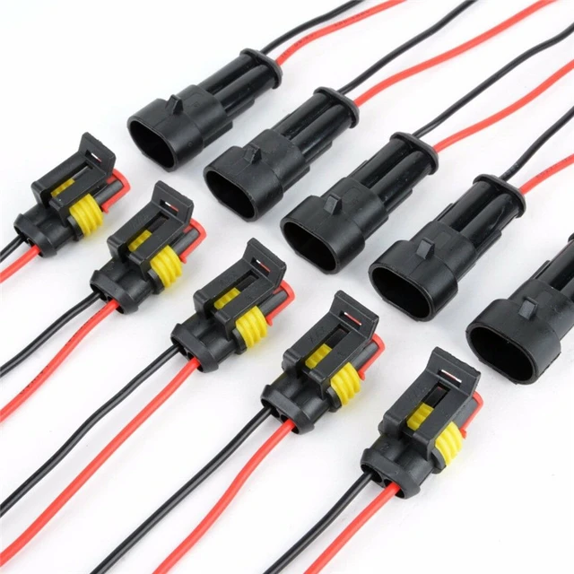 Connecteur électrique étanche mâle/femelle avec câble, 2 broches, 20AWG, 1  jeu de connecteurs électriques automatiques - AliExpress