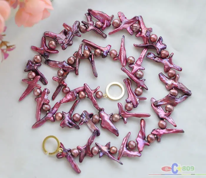 

DD Wholesale FREE SHIPPING >>> P4434 24" 28mm PURPLE BAROQUE KESHI REBORN ROUND PEARL NECKLACE