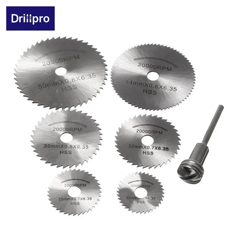 Drillpro 7 шт. быстрорежущие стальные фрезы лезвия циркулярной пилы режущие диски оправы Cutoff резак мощность многофункциональный складывающийся набор инструментов Рождественский подарок