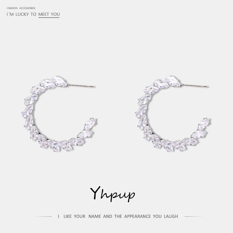 

Yhpup Trendy Copper AAA Cubic Zirconia Stud Earrings Brand Temperament Grace Earrings for Women Party Jewelry Gift Plated 16 K