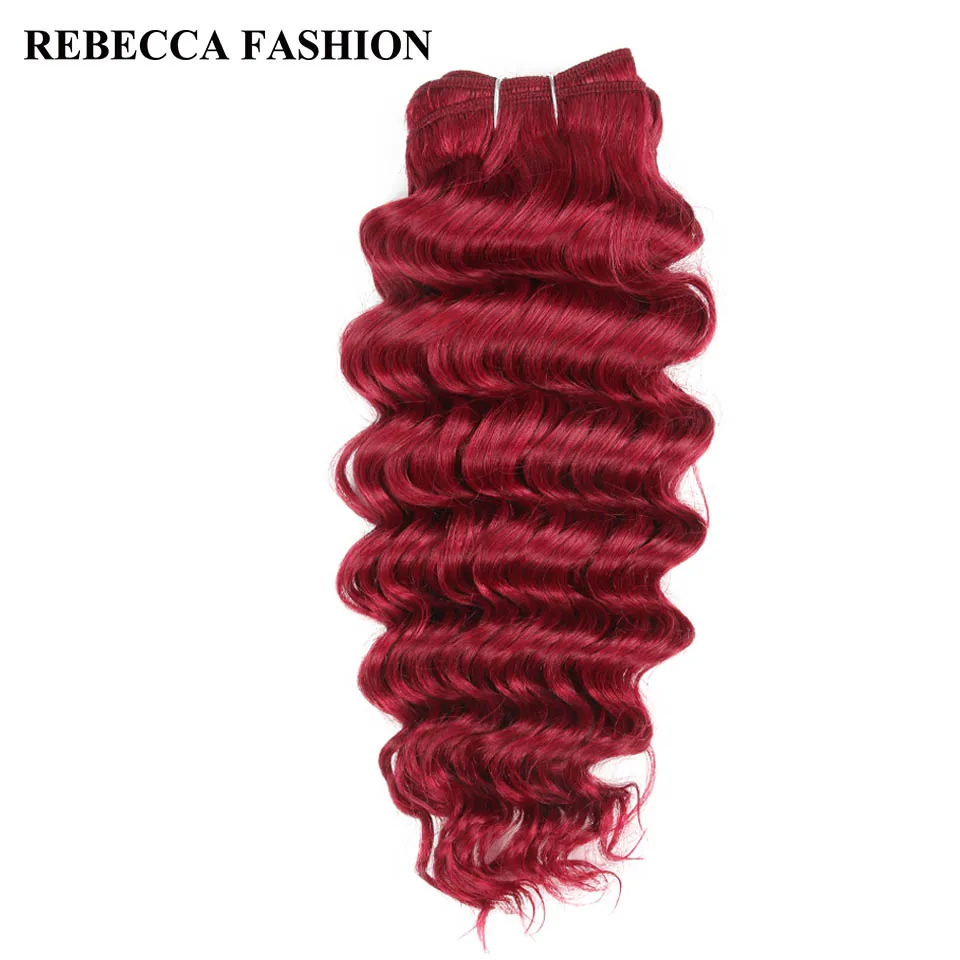Rebecca Remy Human Hair Brazilian Deep Wave Hair Weave Bundles Pre