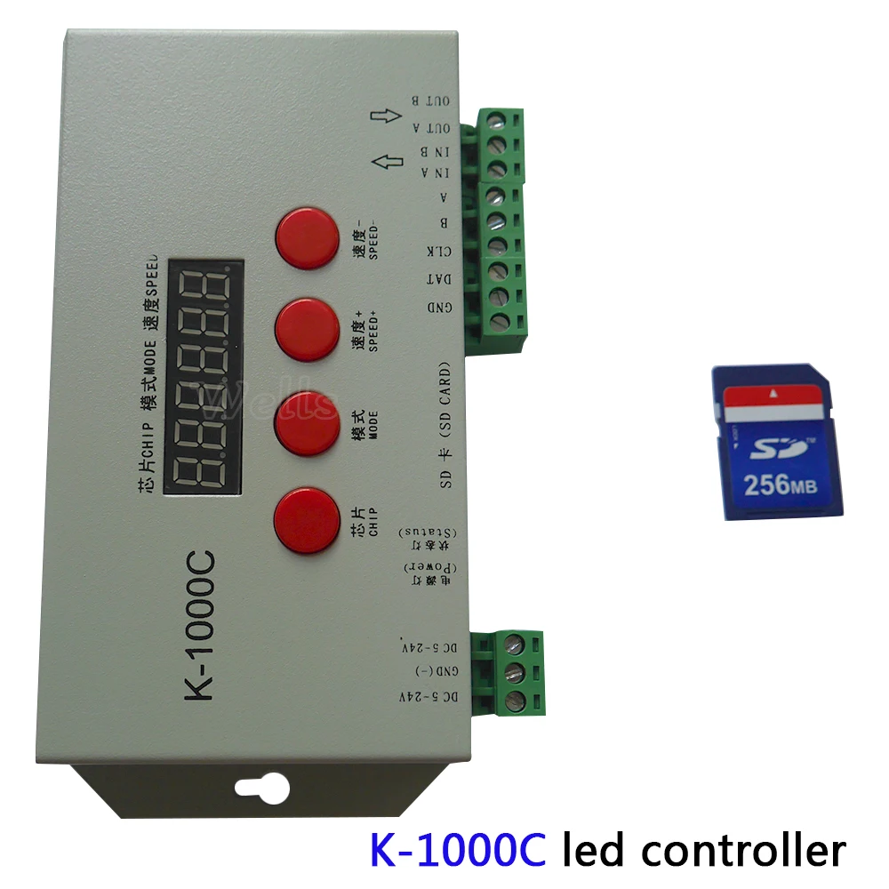 K-1000C контроллер WS2812B, WS2811, APA102, SK6812, 2801 светодиодный 2048 Пиксели программный контроллер DC5-24V лучше thanT-1000S