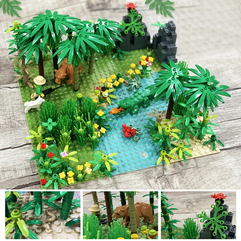 Blocos de Construção para Legoe Cidade Graden Blocos Grama Bush Flor Árvore Plantas Técnica Amigos Faça Você Mesmo Moc Brinquedo Montar Partículas 2 Brinquedos e hobbies