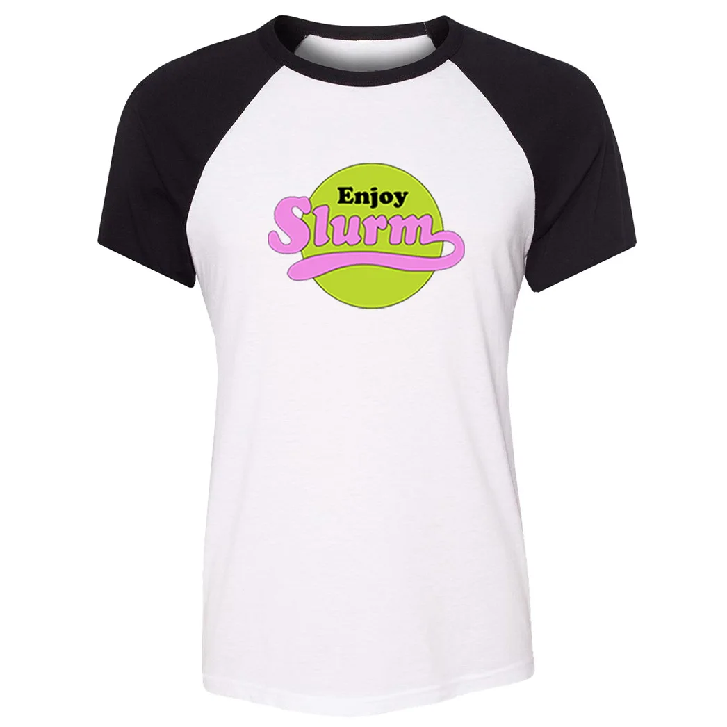 

Futurama Enjoy Slurm Patchwork Short T Shirt Women YOU ME AT SIX Rock Band Short T-shirt Girl Fashion Tshirt Tops Femme