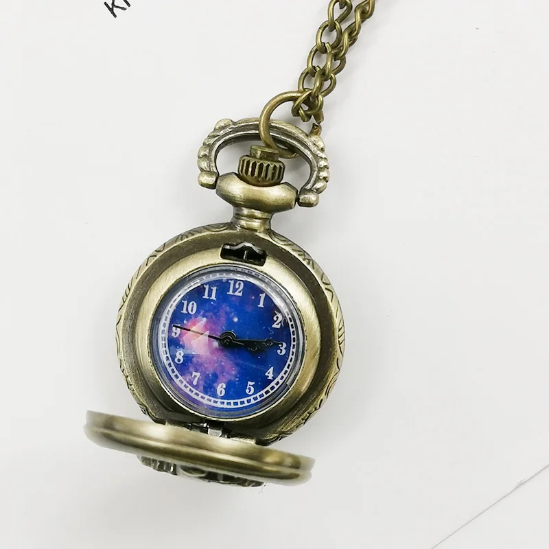 Винтажные бронзовые Алиса в стране чудес тема стимпанк маленький размер кварцевые карманные часы ожерелье карманные часы мужские и женские часы