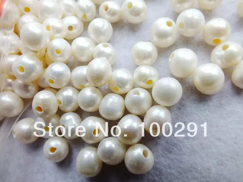 

Free ship!!! Bulk 500piece 9-10mm 2mm hole white freshwater pearl beads for leather jewelry DIY bead making