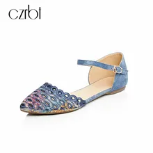 CZRBT Womens Flats Casual Shoes 2018 Summer Buckle Strap Print Shoes Plus Size Shallow Sweet Low Heel Comfortable Ladies Shoes