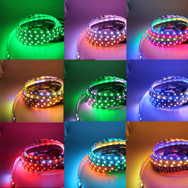 1 м/5 м WS2812B 30/60/144 светодиодов/m Smartled пикселей RGB индивидуально адресуемых светодиодные полосы светильник черный/белый печатных плат WS2812 IC WS2812B 5V