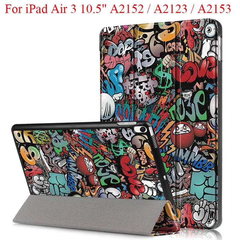 

For iPad Air 3 10.5 2019 Smart Cover Case iPadAir 3 10.5 A2152 A2123 A2153 Air3 PU Leather Stand Protective Shell Skin Fundas