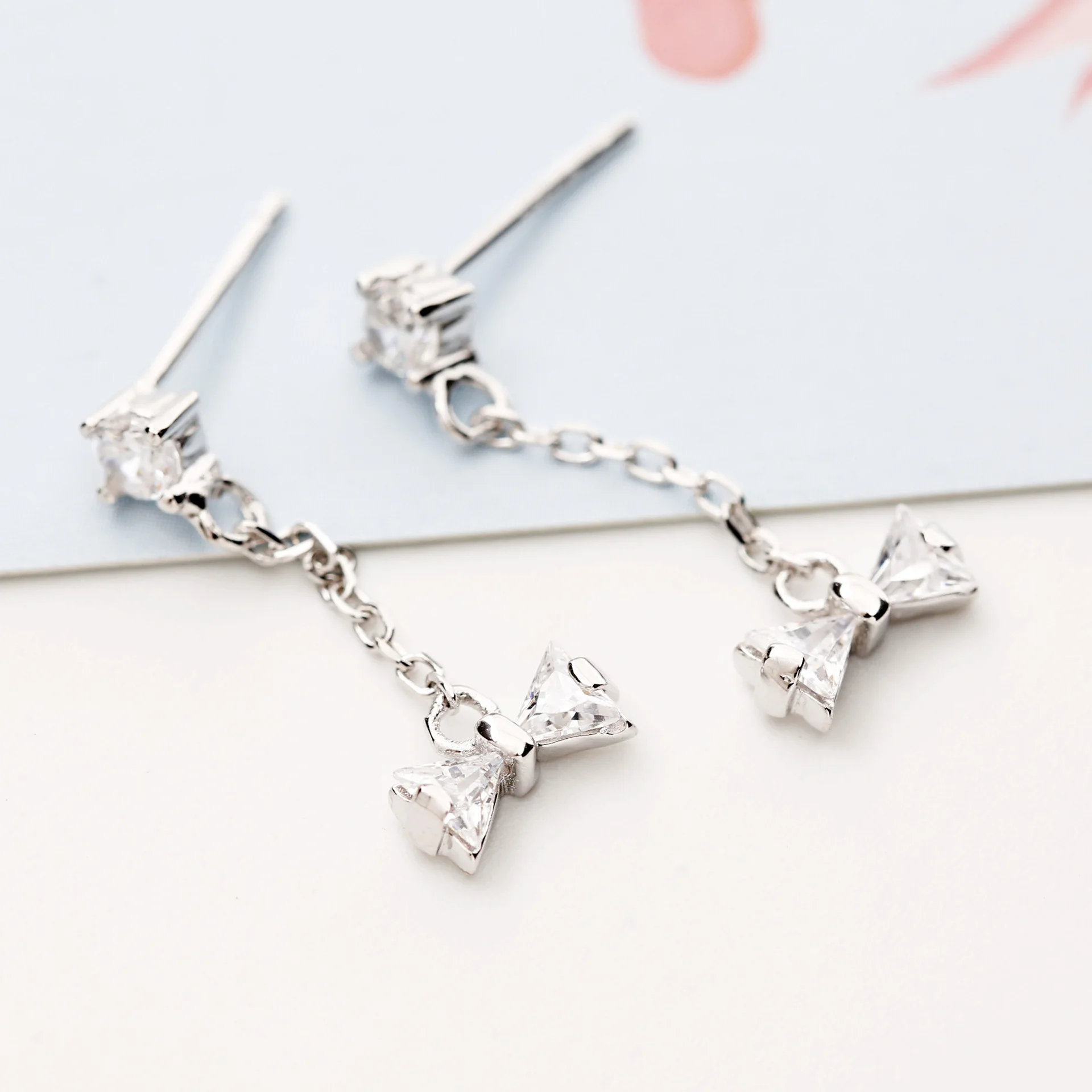 bow 100% 925 Sterling silver Jewelry fashion Hypoallergenic Stud earrings for women gift
