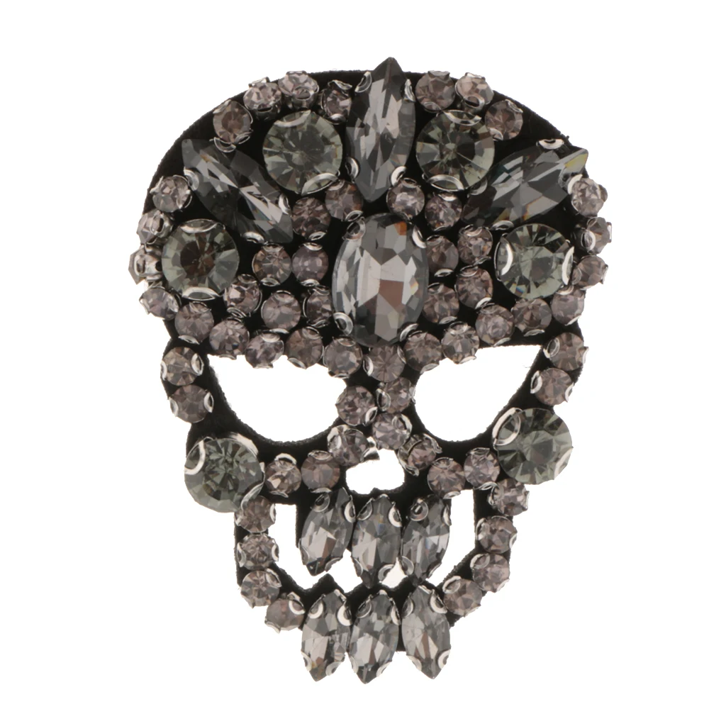 3Pcs Rhinestone Beaded Skull Eyes Patch for Clothing Sewing on Beading Applique Jackets Shoes Bags DIY Apparel Decoration