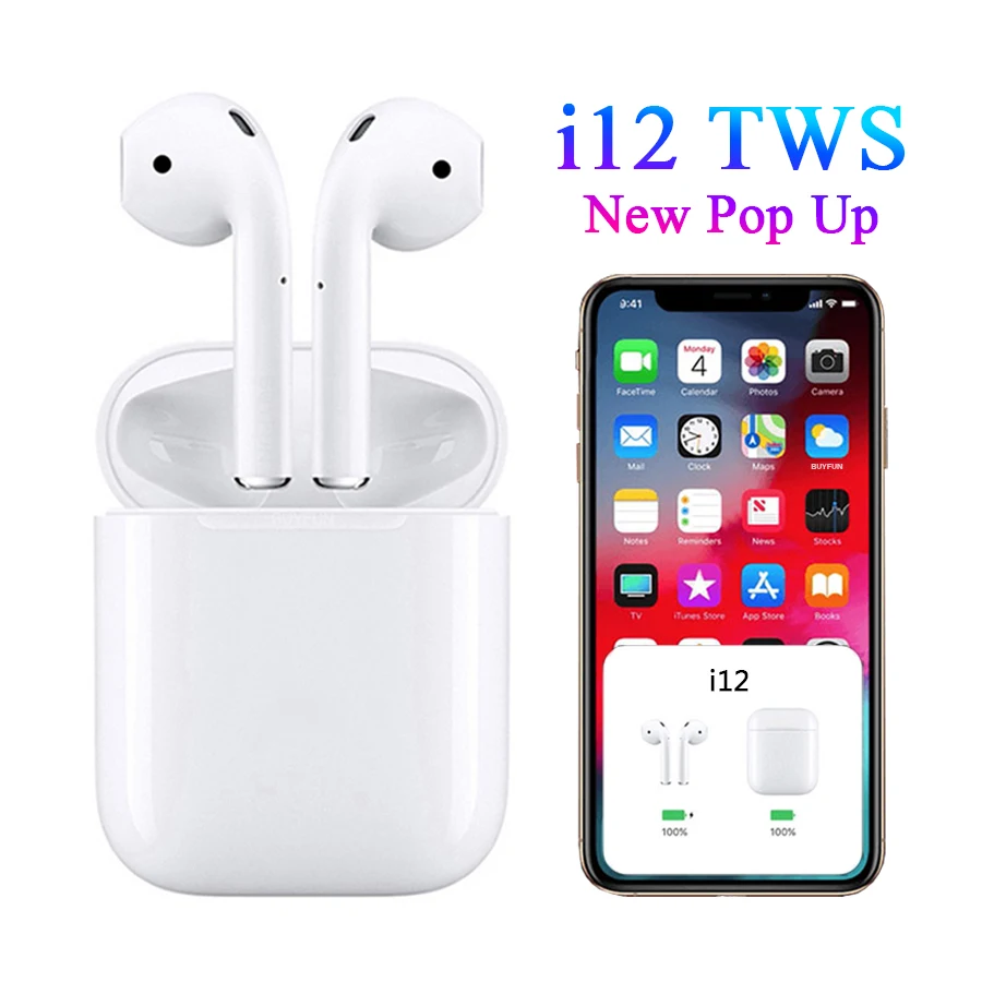 

i12 tws Pop Up pk w1 chip Bluetooth Earphones Wireless Touch Control Earbuds Headset not i20 i10 air mx xy pods 1:1 lk te9