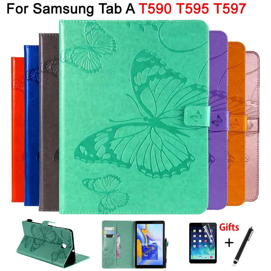 Чехол-книжка с 3d-бабочкой для Samsung Galaxy Tab A A2 2018 10 5 &quotT590 T595 T597 SM-T590 чехол планшета +