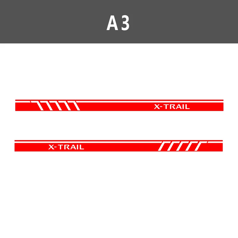 2 шт. гоночная Спортивная дверь виниловые боковые полосы автостайлинг кузова Декор наклейка с изображением для Nissan X-Trail - Название цвета: Glossy Red