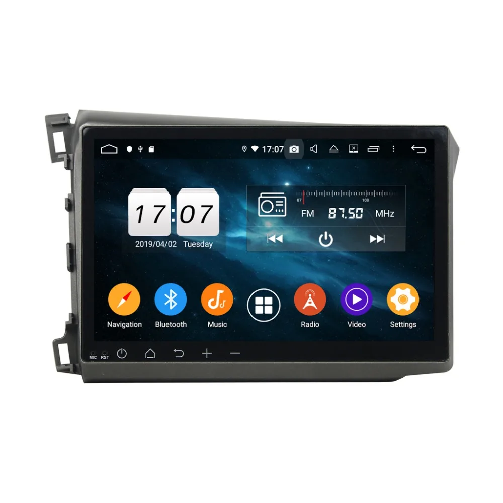 Excellent 10.1" Android 9 4+64G DSP Car DVD Player GPS navigation For HONDA CIVIC 2012-2015 head unit multimedia player tape recorder 1