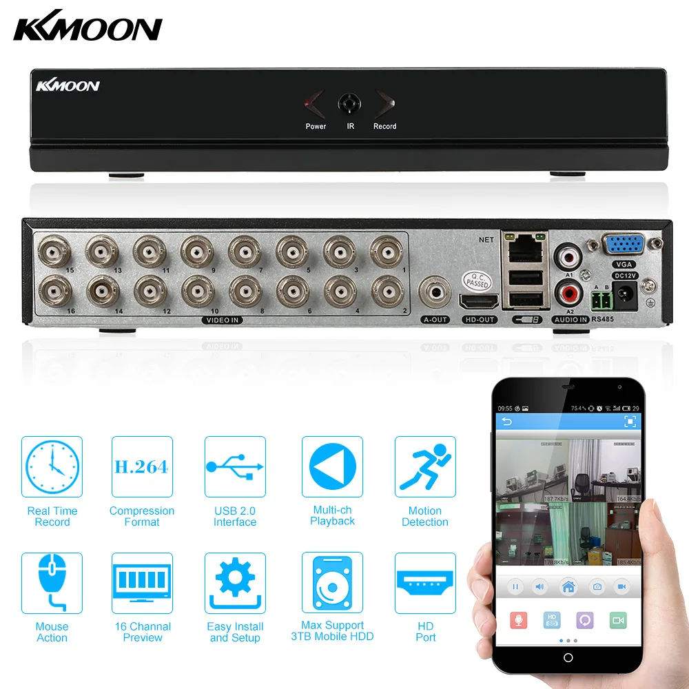 

KKmoon 16 Channel 960H D1 CCTV DVR Recorder Network Standalone H.264 HDMI Real Time Digital Video Recorder For Security System
