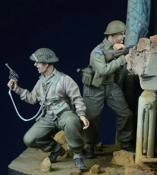 1/35 фигурки из смолы, модель, наборы для второй мировой войны, британские солдатики в действии, 2 фигурки, неокрашенные