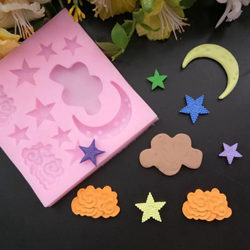 DIY облако звезда Луна силиконовая форма помадка форма для украшения торта инструменты шоколадная мастика 1091