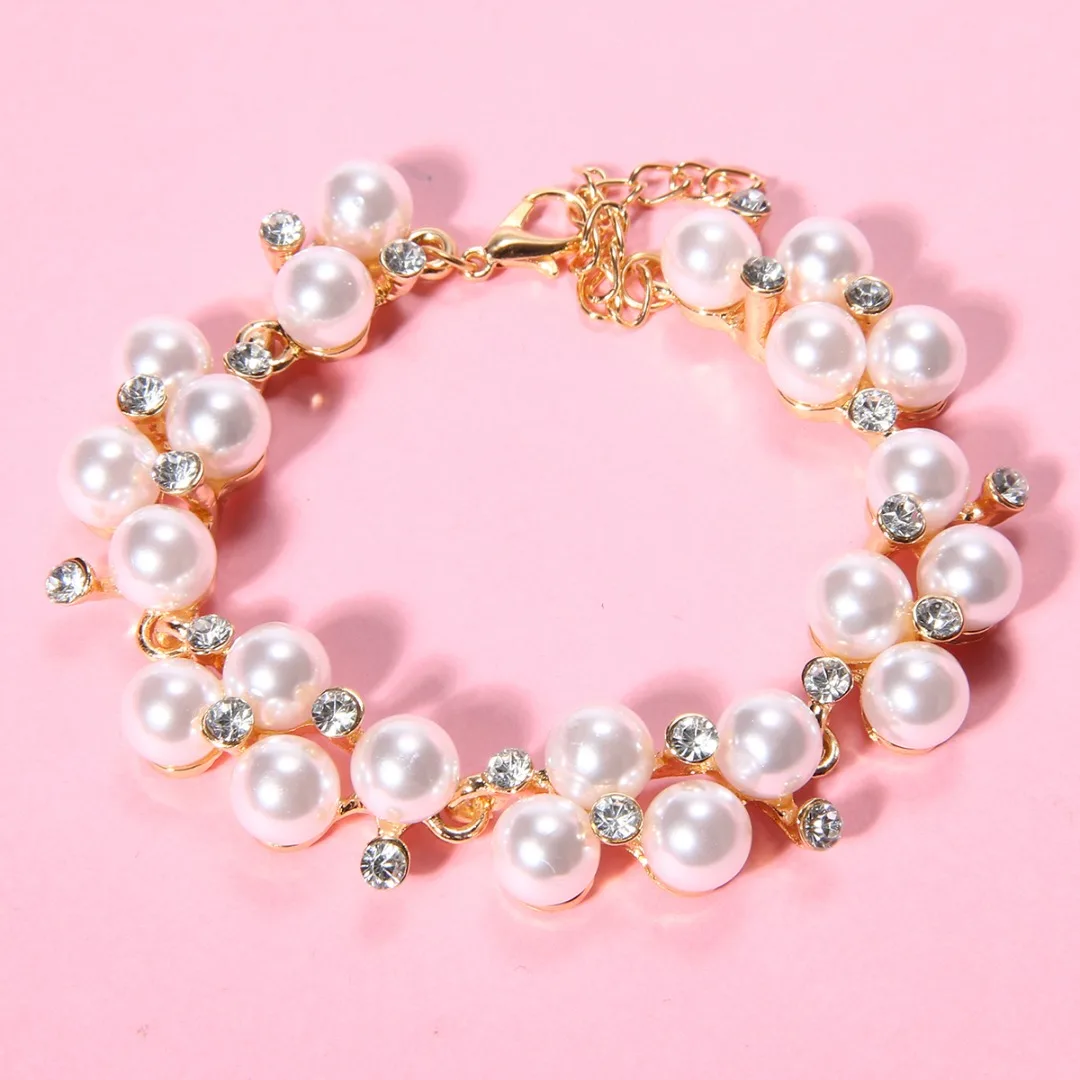 Luxury Simulated Pearl Beads Bracelet Shellhard Fashion Rhinestone Crystal Bracelet Bangle For Women Wedding Jewelry Accessories
