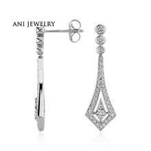 ANI 14 k белое золото Женские Висячие серьги 0,6 КТ Сертифицированный I/SI1 настоящие бриллиантовые модные вечерние ювелирные изделия элегантные дамские серьги каплями