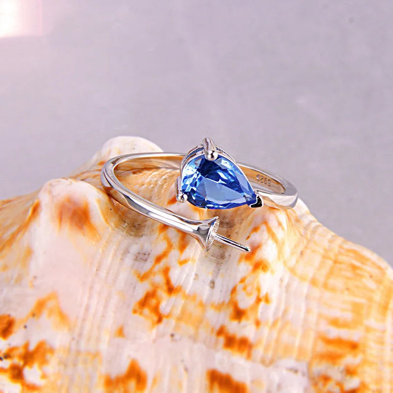 CLUCI 3 шт кольцо из стерлингового серебра 925 для Для женщин Подарок Серебро 925 регулируемое Открытое кольцо Fine Jewelry Синий Циркон Кольца