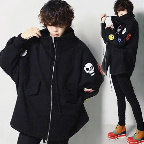 New arrival korean style plus size hoodies women badges embroidered