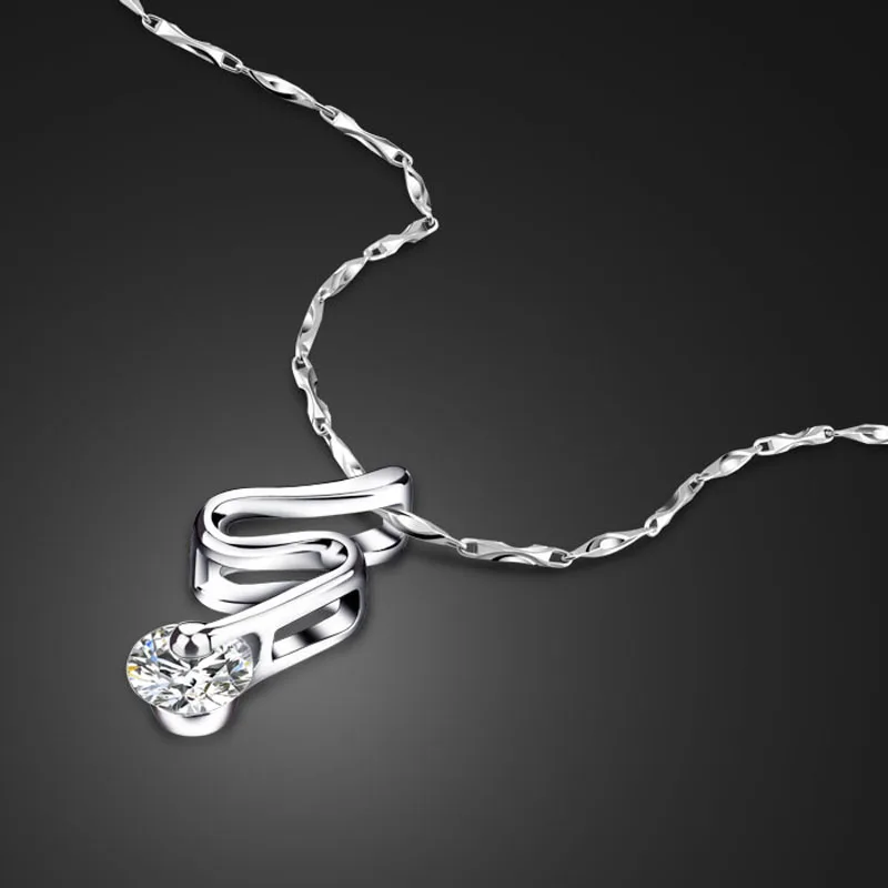 Ol Style 925 Sterling Silver Girl Necklace Irregular Zircon Pendant